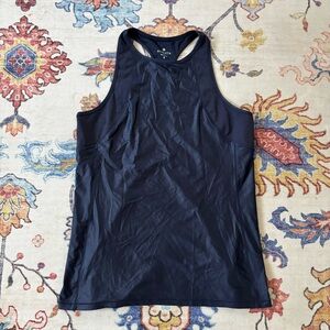 Athleta FitFast High Neck Tank Metallic Sheen Navy Blue Tank Top Size Small